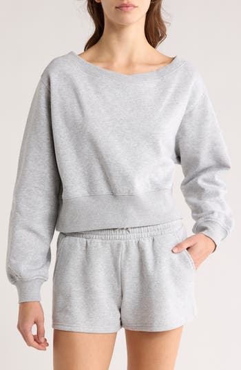 Abound V-neck Crop Sweatshirt In Grey Soft Heather