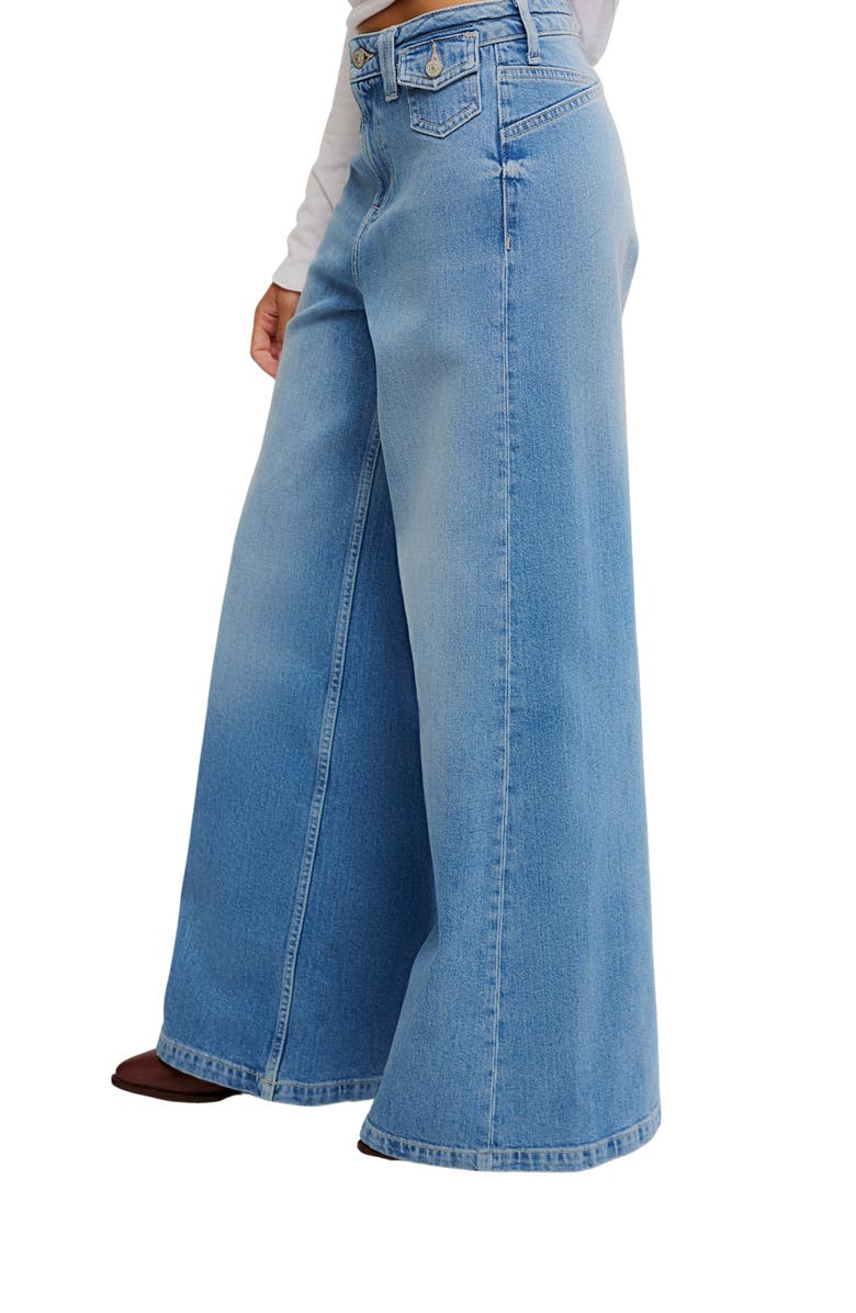 Free People Kellee High Waist Wide Leg Palazzo Jeans, Alternate, color, Plaza Blue