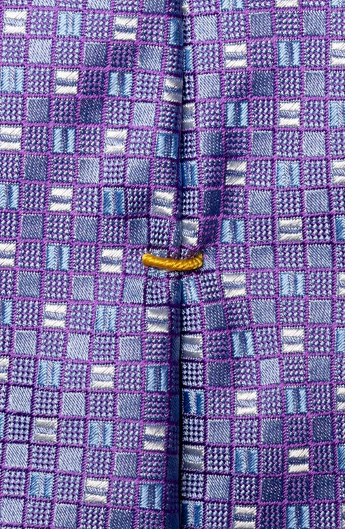 Eton Square Geometric Silk Tie In Purple