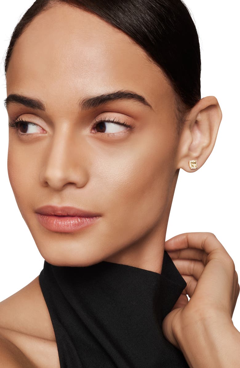 David Yurman Petite Chatelaine<sup>®</sup> Pavé Bezel Stud Earrings in 18k Gold, Alternate, color, Champagne Citrine