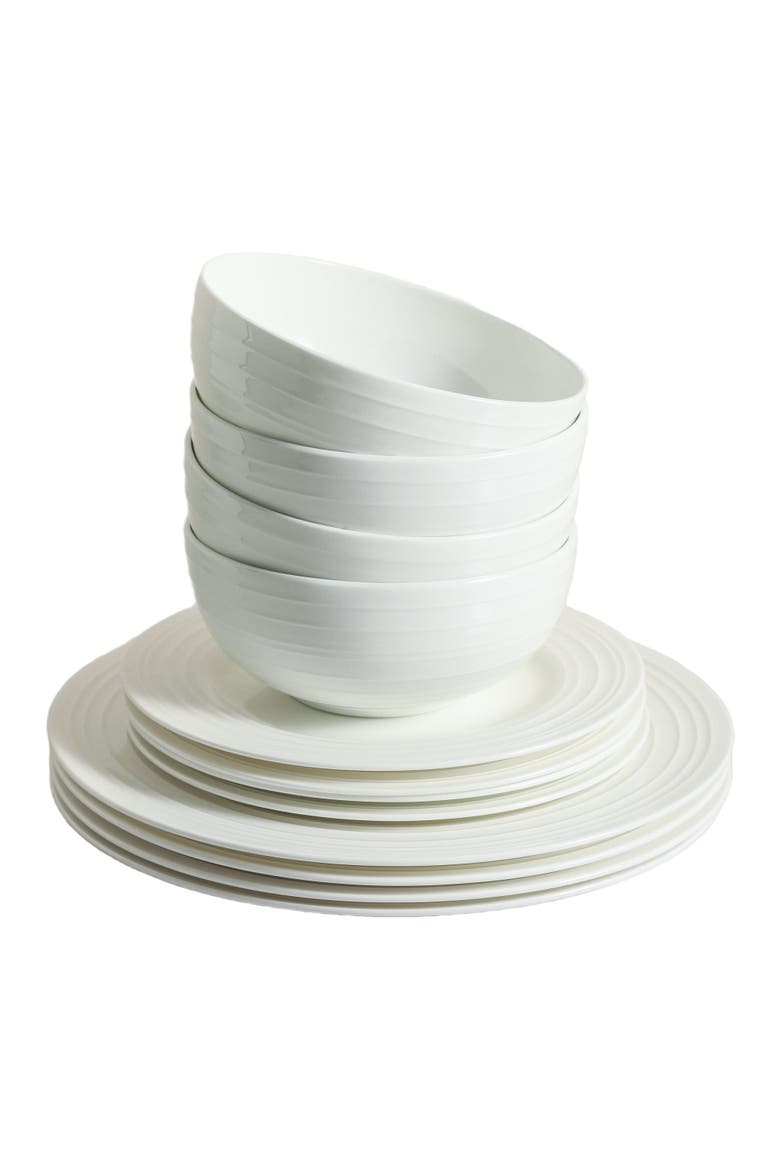 Eleanor Bone China 16-Piec Dinnerware Set, Alternate, color, White