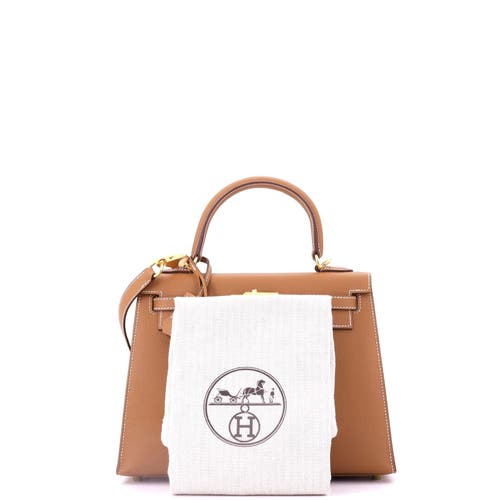 Pre-owned Hermes Hermes Kelly Handbag Brown Epsom With Gold Hardware 25 In Gold