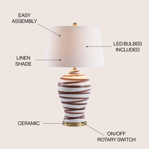 Jonathan Y Joelie 29in Ceramic Led Table Lamp In Brown/white