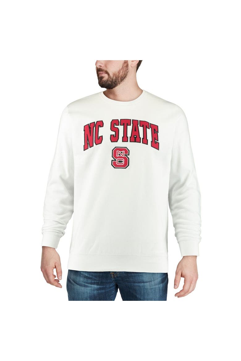 Men's Colosseum White NC State Wolfpack Arch & Logo Crew Neck Sweatshirt, Alternate, color, White