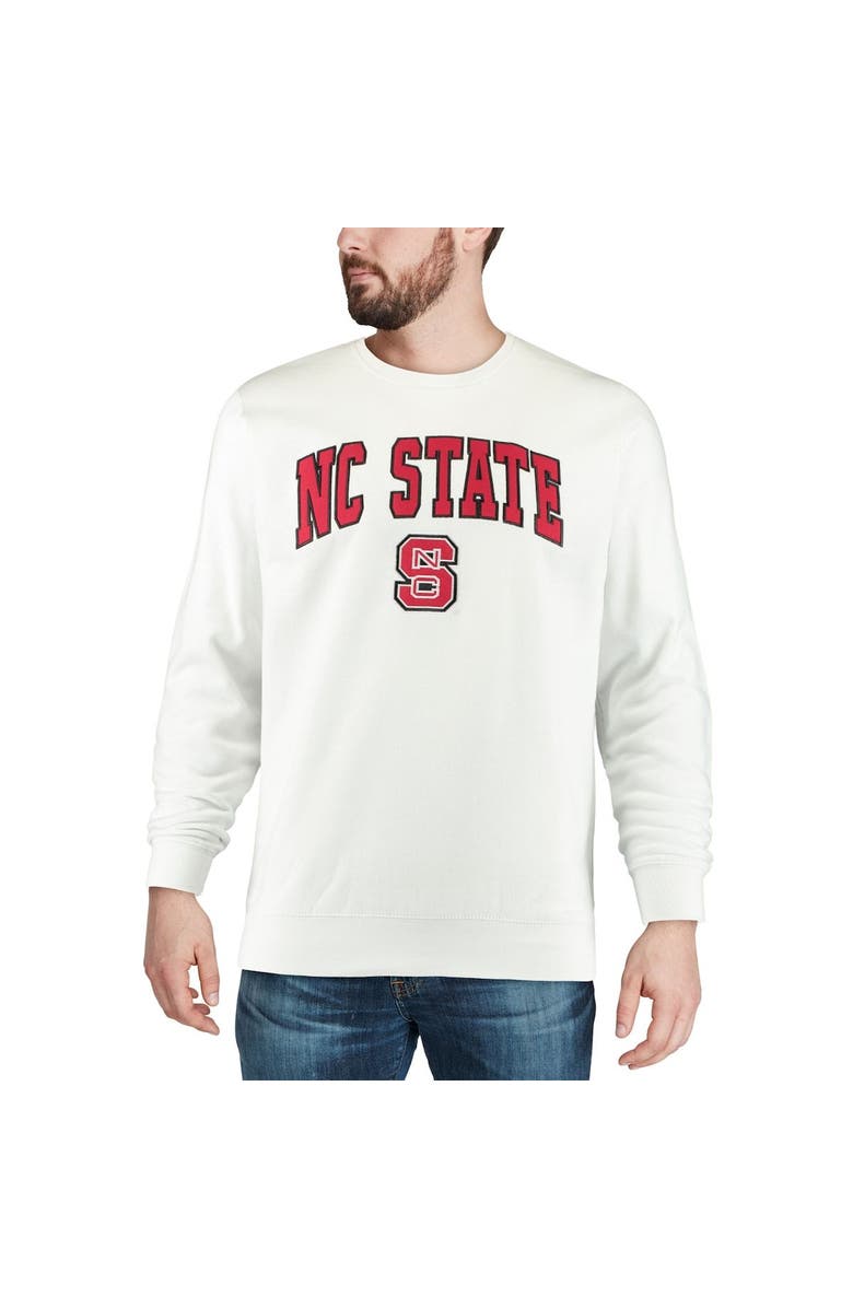 COLOSSEUM Men's Colosseum White NC State Wolfpack Arch & Logo Crew Neck Sweatshirt, Alternate, color, White