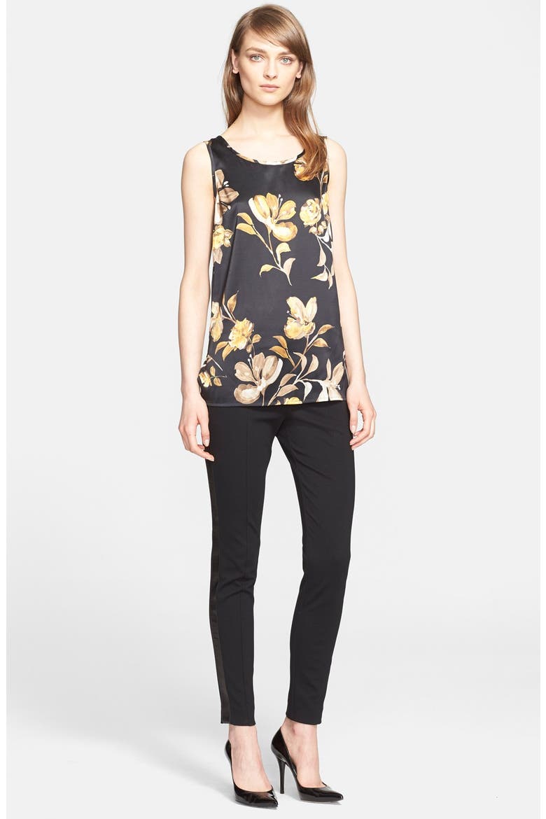 Floral Print Stretch Silk Shell (Nordstrom Exclusive), Alternate, color, CAVIAR MULTI