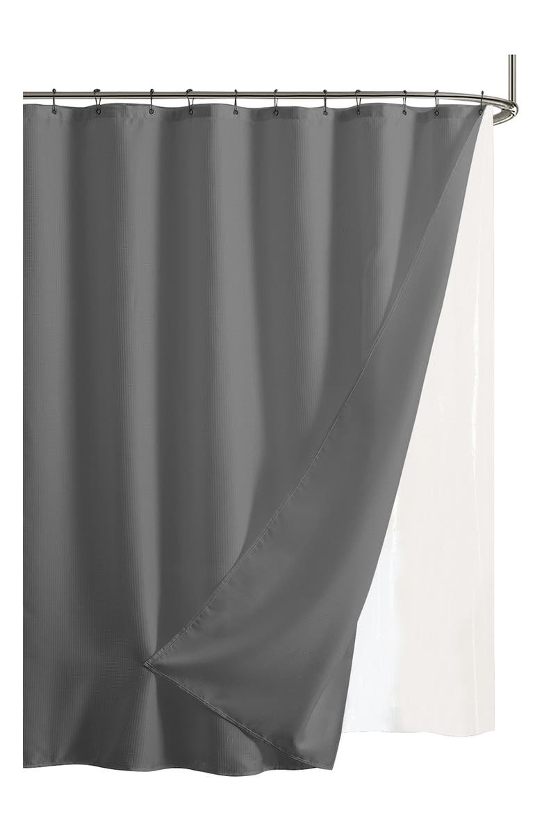 DAINTY HOME Textured Shower Curtain, Main, color, Silver