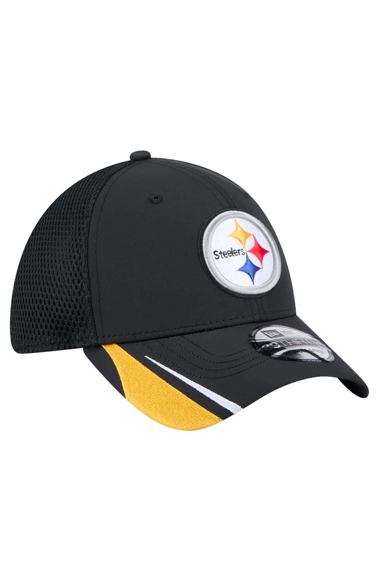 New Era Men's New Era  Black Pittsburgh Steelers Game Day Linear 39THIRTY Flex Hat, Alternate, color, 