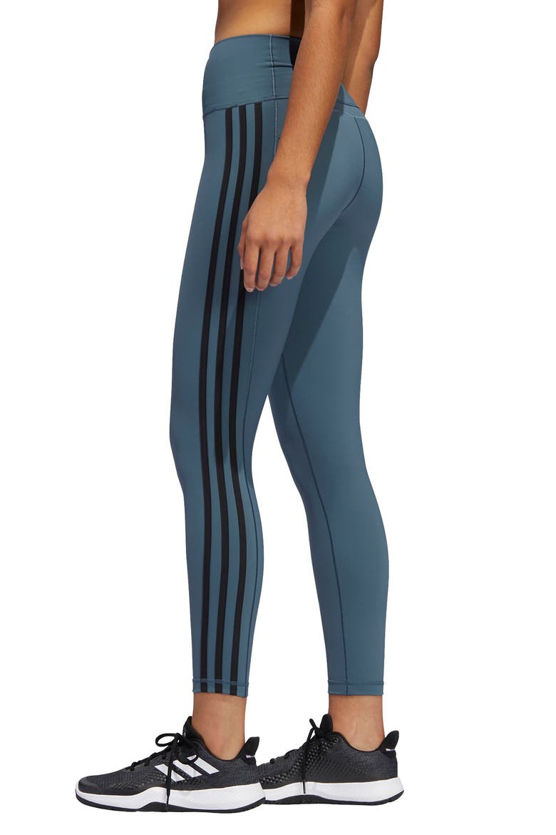 3-Stripes 7/8 Leggings, Alternate, color, LEGACY BLUE/ BLACK