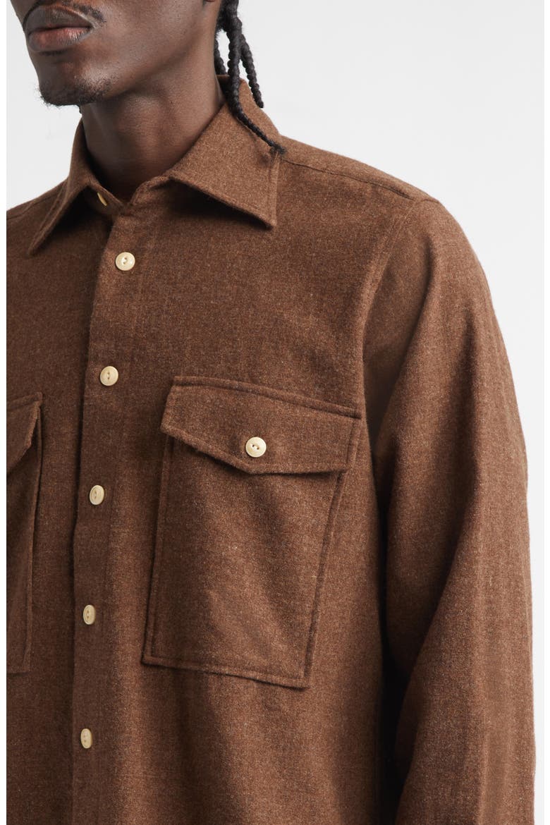 Relaxed Wool Button-Up Shirt, Alternate, color, COCOA BROWN