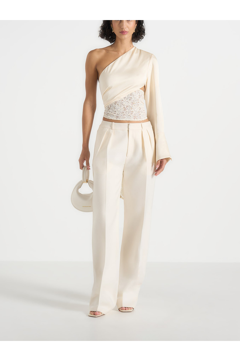 Coralie One Sleeve Lace Wrap Top, Alternate, color, Champagne