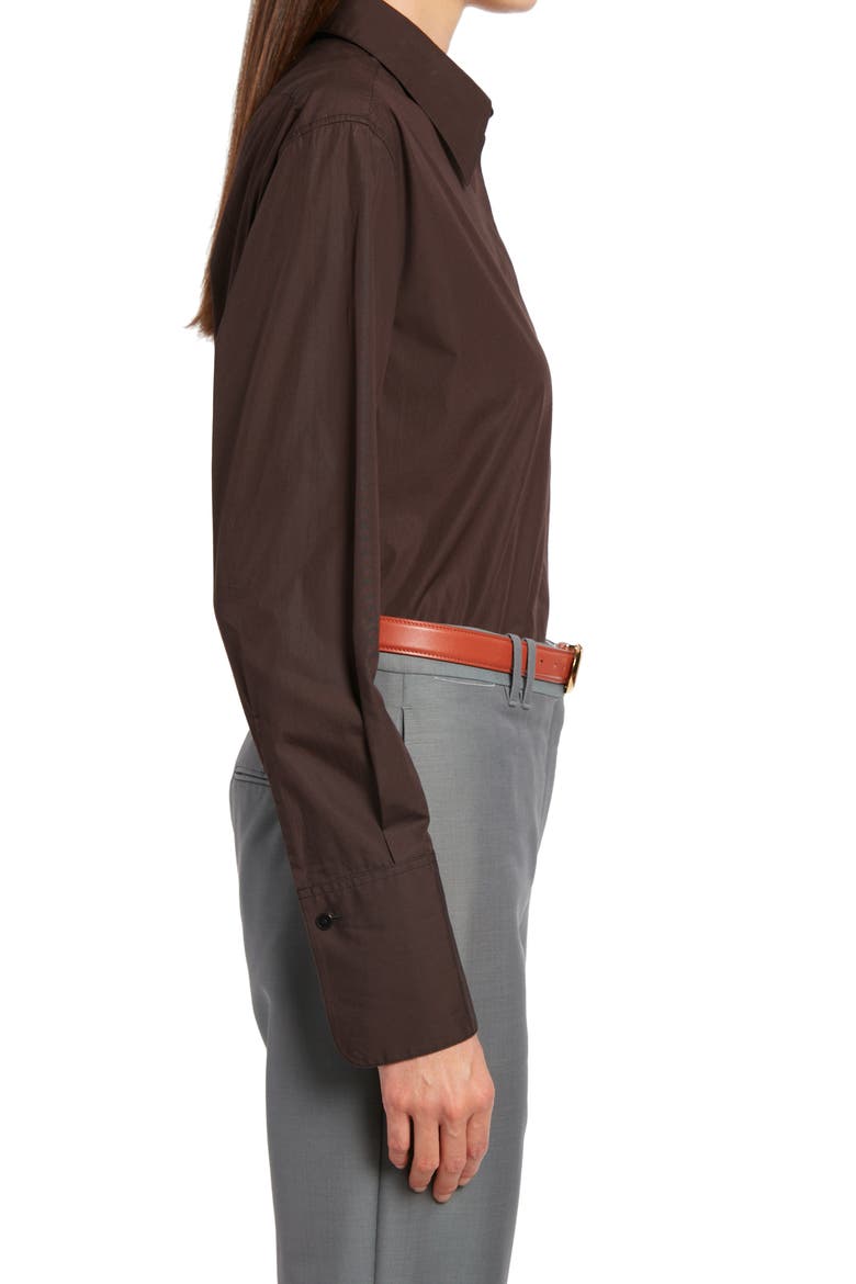 Xime Cotton Button-Up Shirt, Alternate, color, DARK BROWN