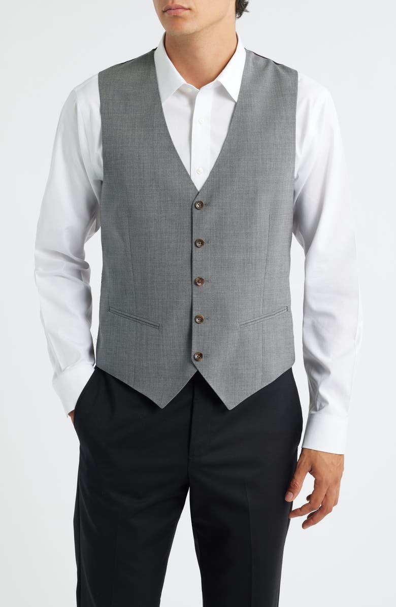 Jack Victor Owen Five-Button Stretch Wool Vest, Main, color, Grey