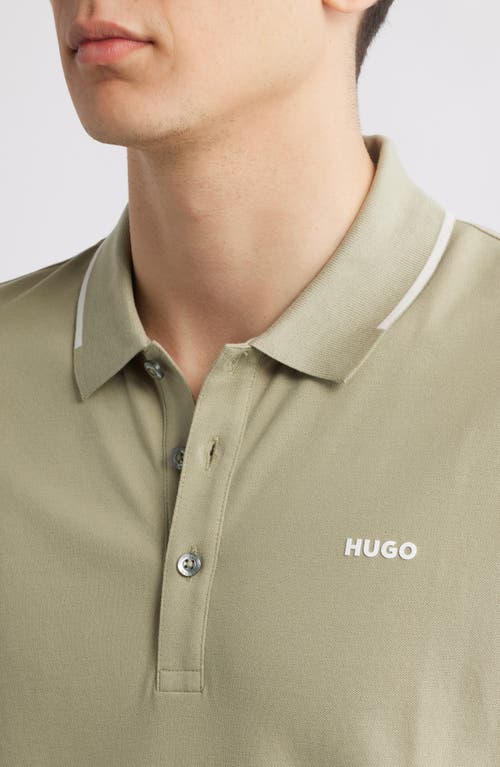 Hugo Boss Hugo Dino Tipped Polo In Open Green