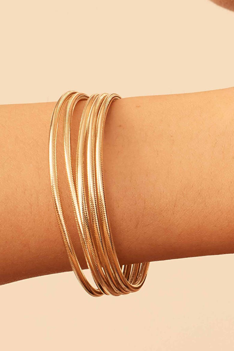 14K Yellow Gold Mesh Glamour Power Stack Bracelet, Alternate, color, Yellow Gold