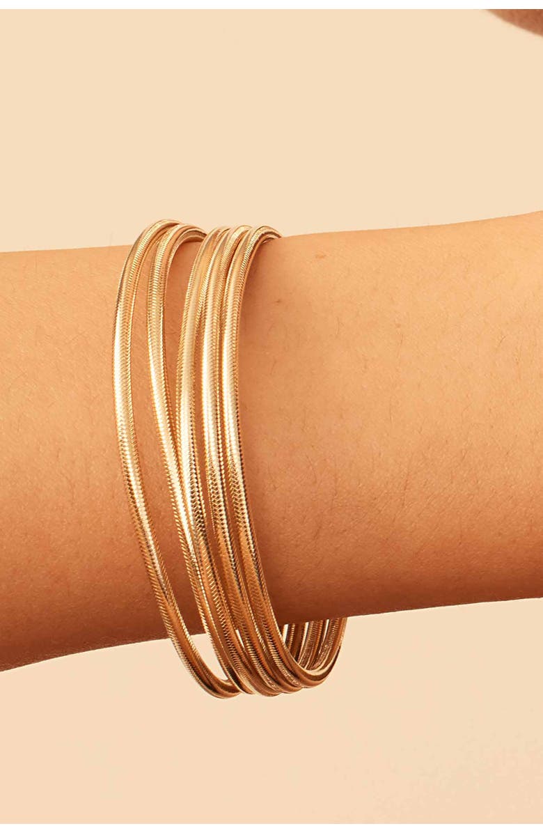 Oradina 14K Yellow Gold Mesh Glamour Power Stack Bracelet, Alternate, color, Yellow Gold