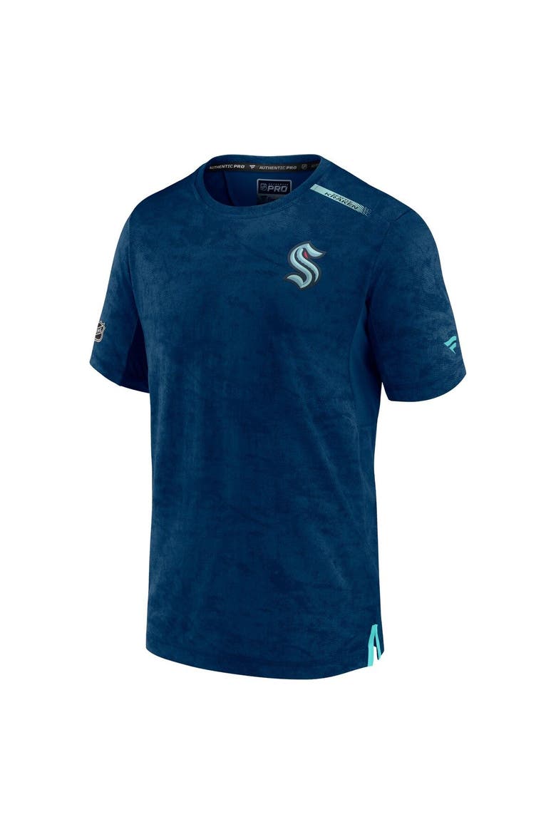 Men's Fanatics Branded Deep Sea Blue Seattle Kraken Authentic Pro Rink Premium Camo T-Shirt, Alternate, color, Navy