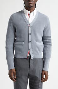 Thom Browne Garment Dyed 4-Bar Cotton Cardigan