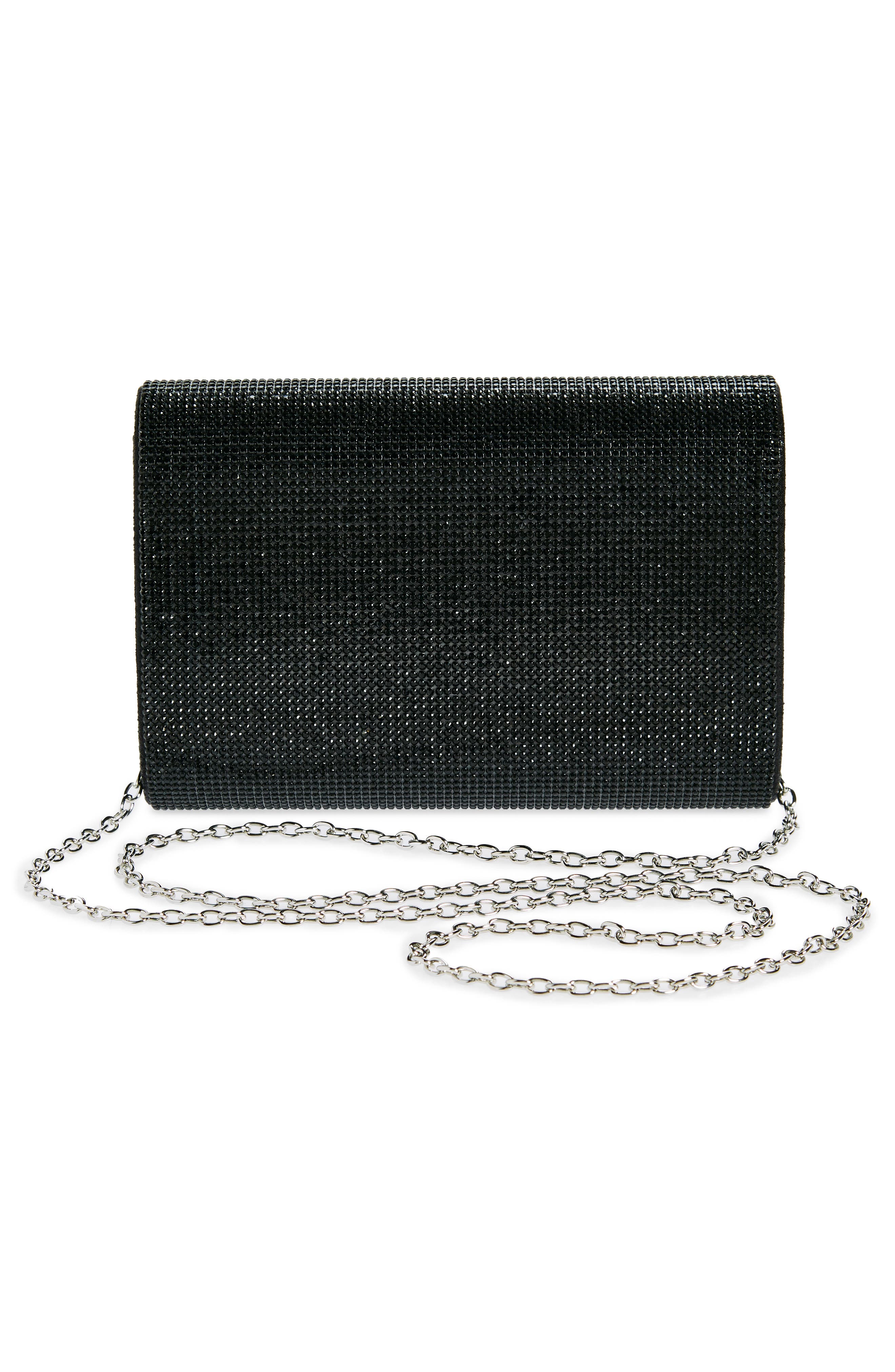 Jessica McClintock Alexis Rhinestone Crossbody Clutch, Alternate, color, Black
