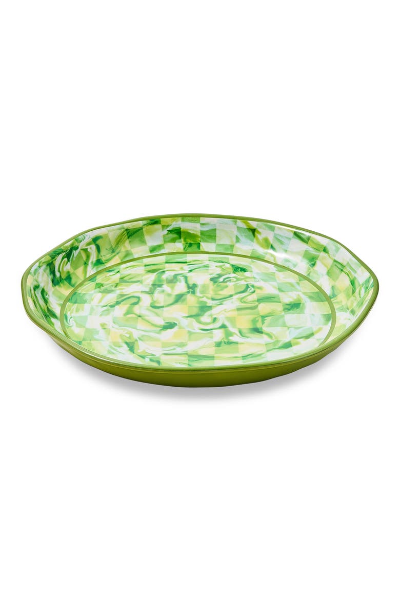 Green Marble Check Large Melamine Oval Platter, Main, color, GREEN
