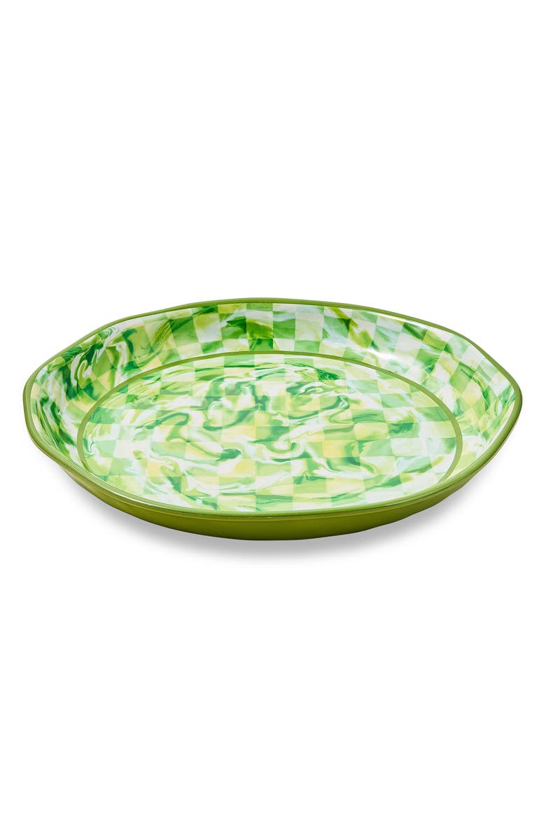 MACKENZIE CHILDS Green Marble Check Large Melamine Oval Platter, Main, color, Green