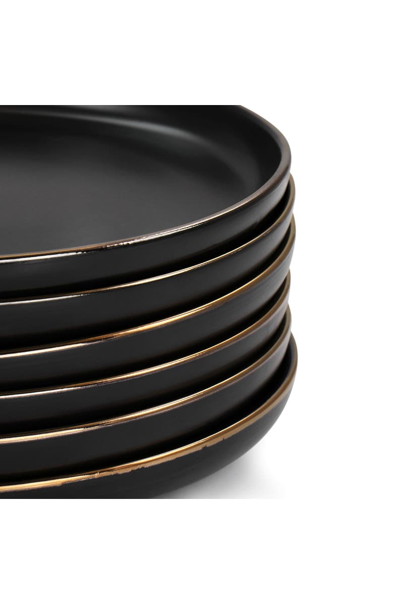 Elama Paul 6 Piece Stoneware Dinner Plate Set, Alternate, color, Black