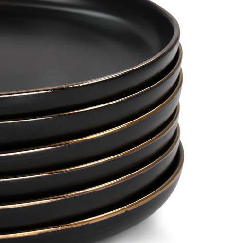 Elama Paul 6 Piece Stoneware Dinner Plate Set In Black