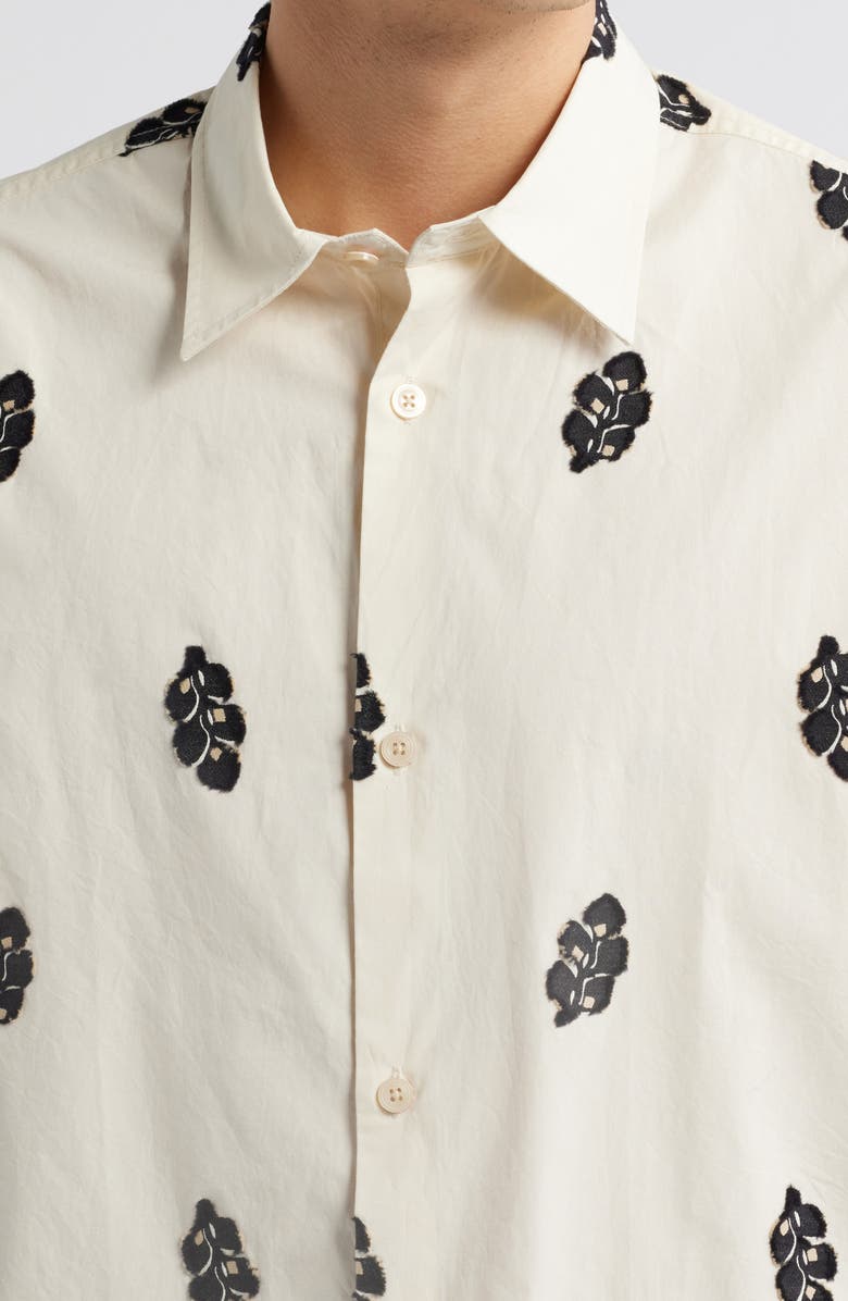 NN07 Freddy 5737 Leaf Jacquard Organic Cotton Button-Up Shirt, Alternate, color, Ivory