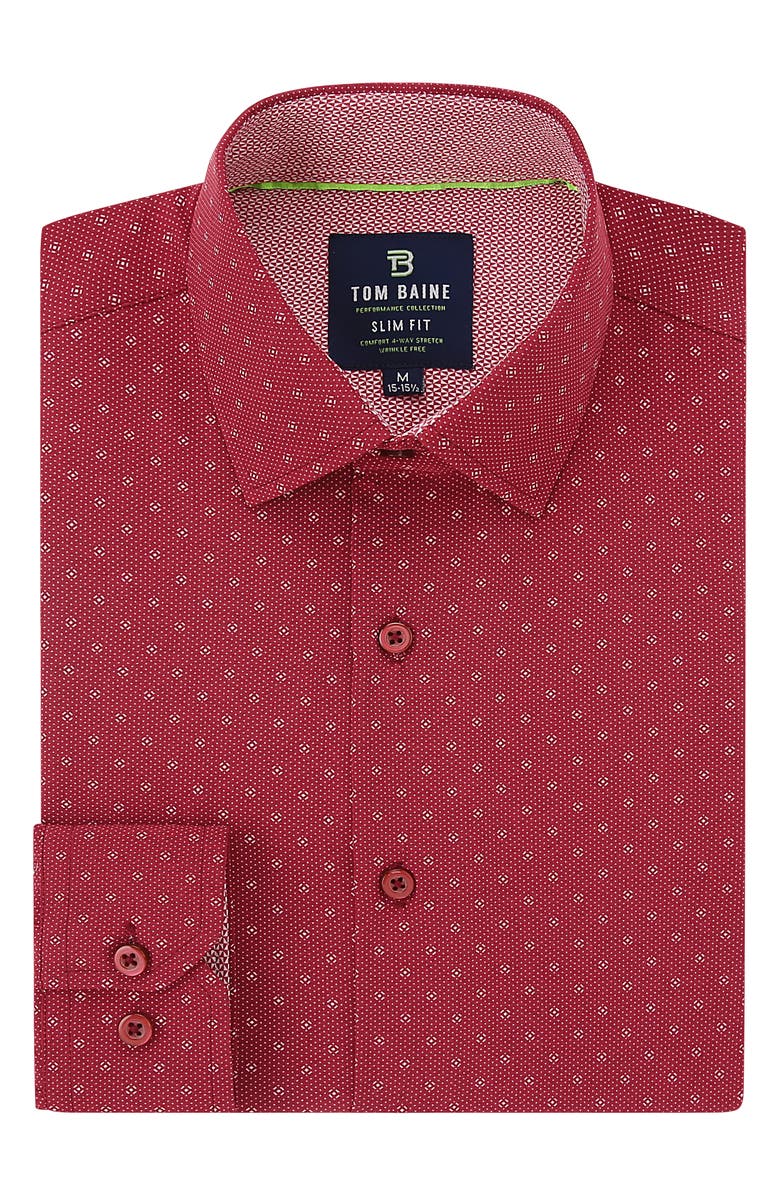 TOM BAINE Slim Fit Print Long Sleeve Button-Up Dress Shirt, Alternate, color,