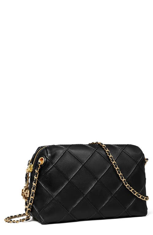 Tory Burch Fleming Black Diamond Quilted Shoulder Bag With Chain-link Shoulder Strap In Leather Woman