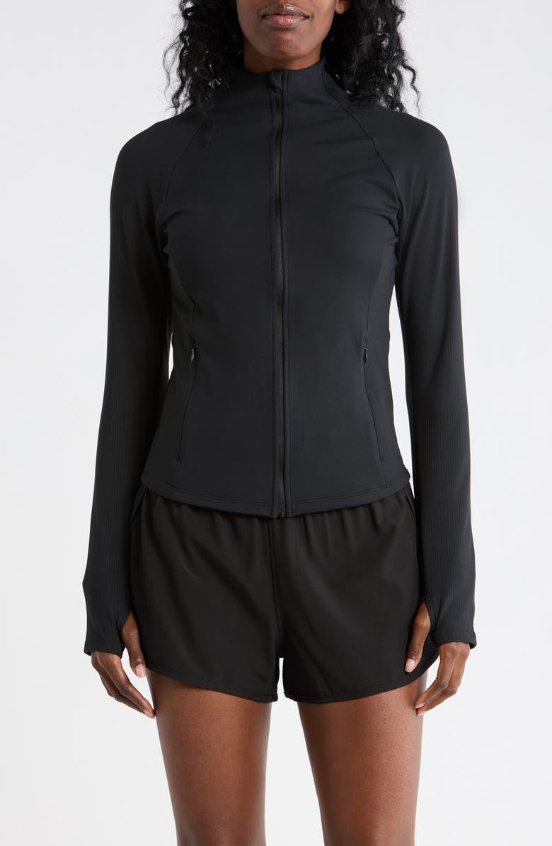 90 DEGREE BY REFLEX Felix Ribbed Active Jacket, Main, color, Black