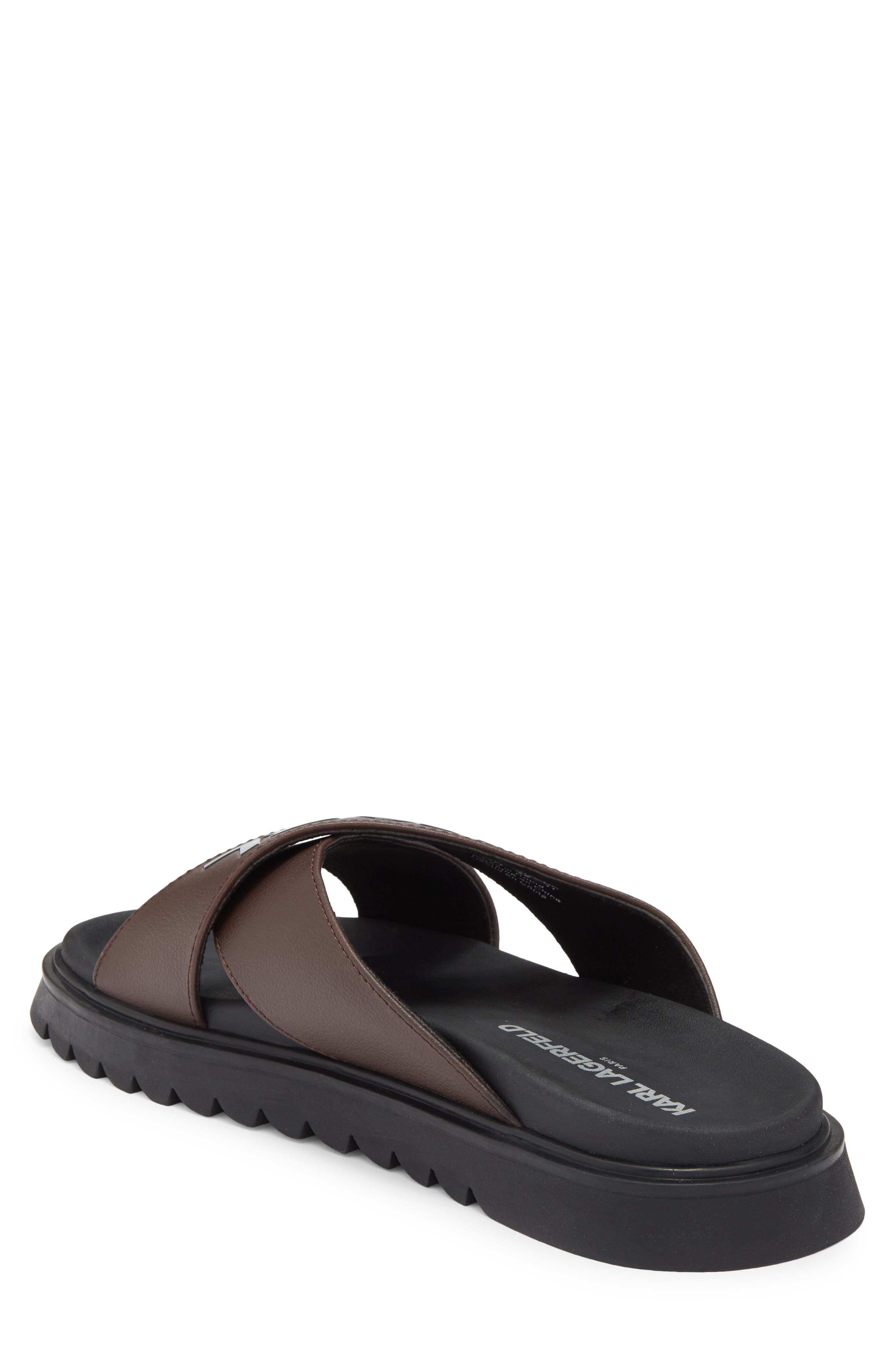 Logo Crisscross Slide Sandal, Alternate, color, BROWN