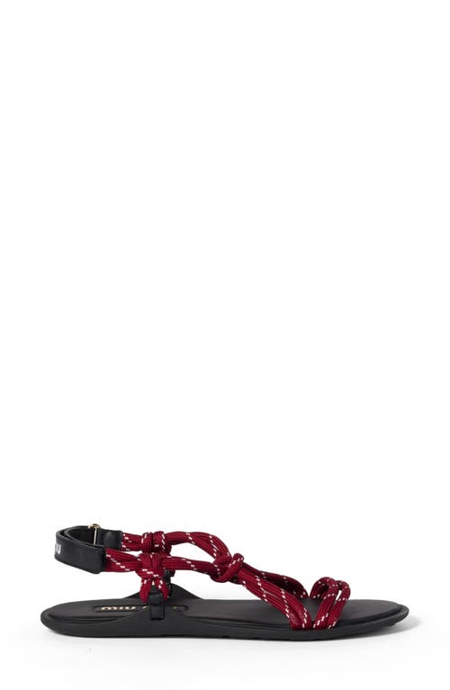 Miu Miu Nastro Cross Rope Grip-strap Sandals In Amaranto
