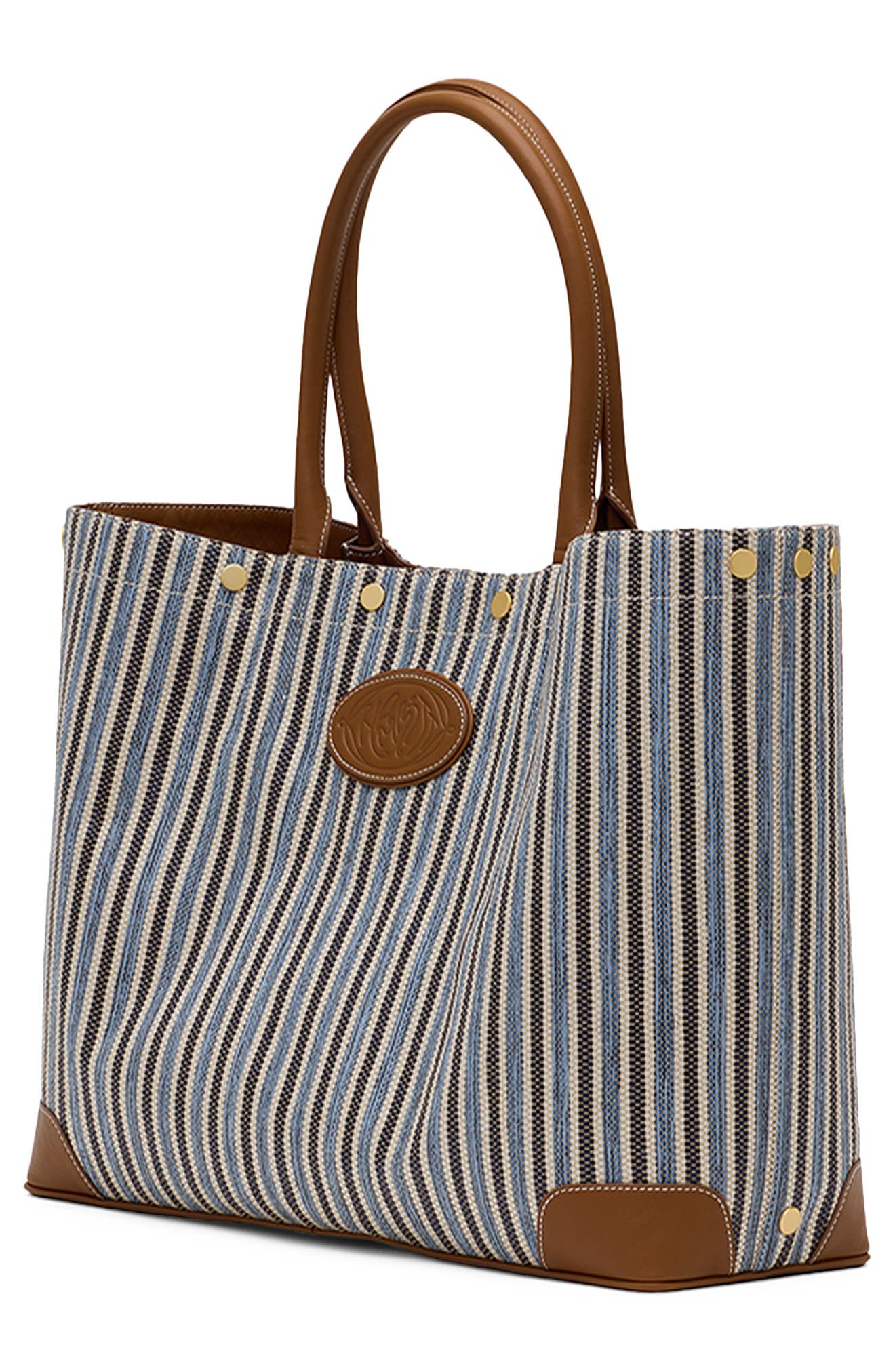 HAMMITT Olympia Woven Tote, Alternate, color, Cabana Blue/ Brushed Gold
