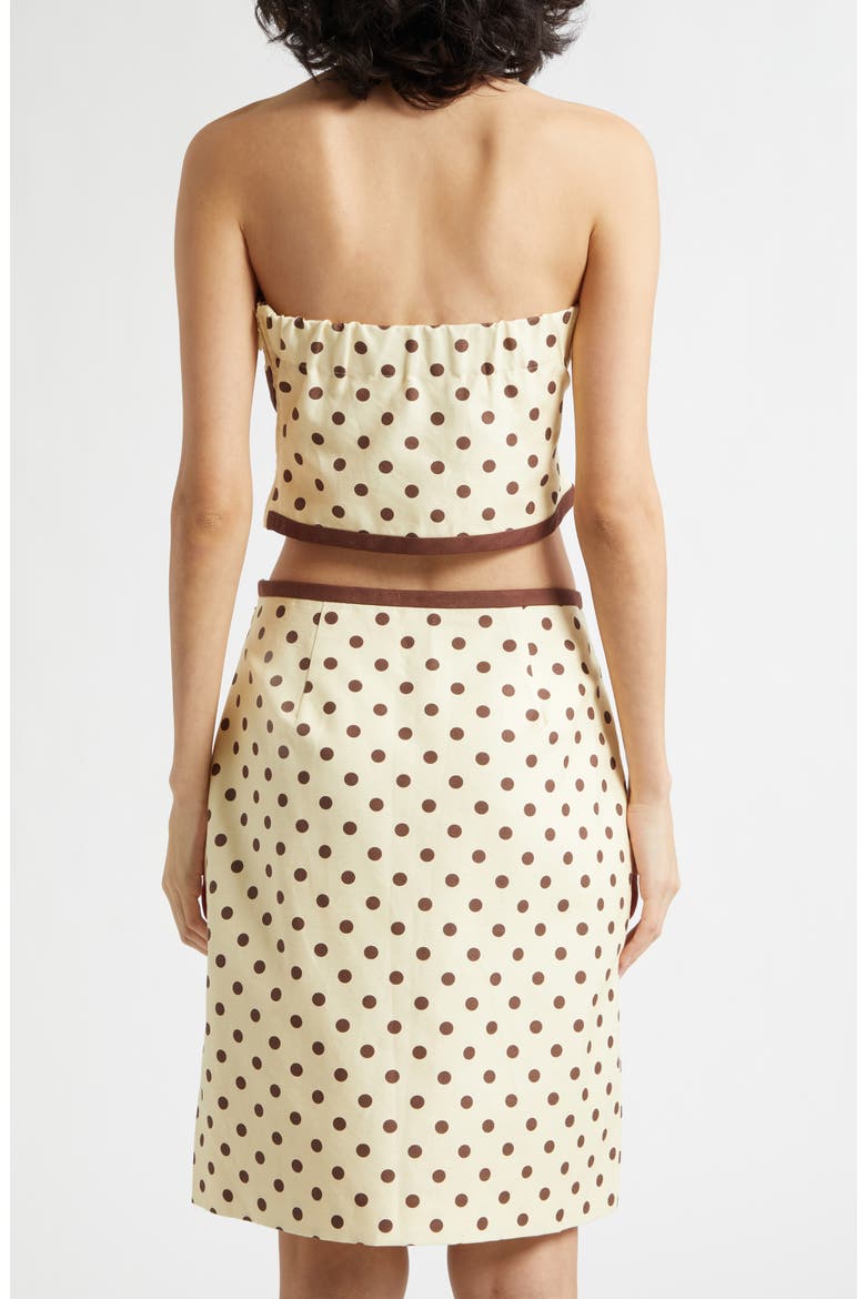 Bowie Strapless Linen Blend Crop Top, Alternate, color, VANILLA/ CHOC