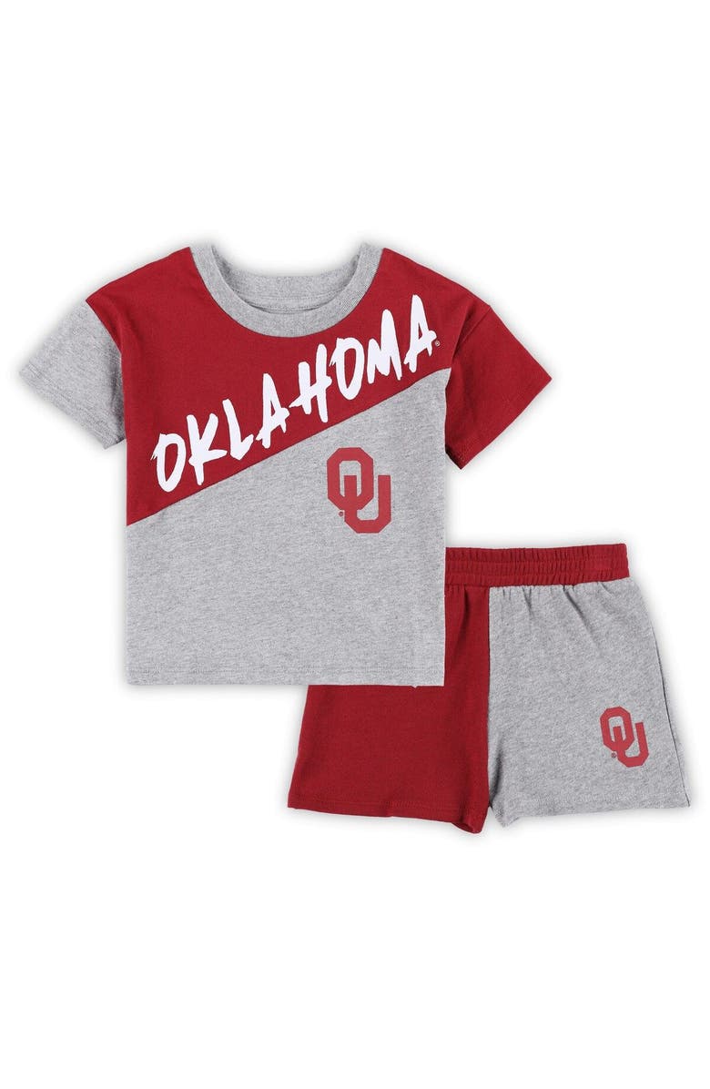 Outerstuff Toddler Heather Gray Oklahoma Sooners Super Star T-Shirt & Shorts Set, Main, color, Heather Gray