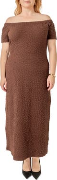English Factory Texture Off the Shoulder Maxi Dress