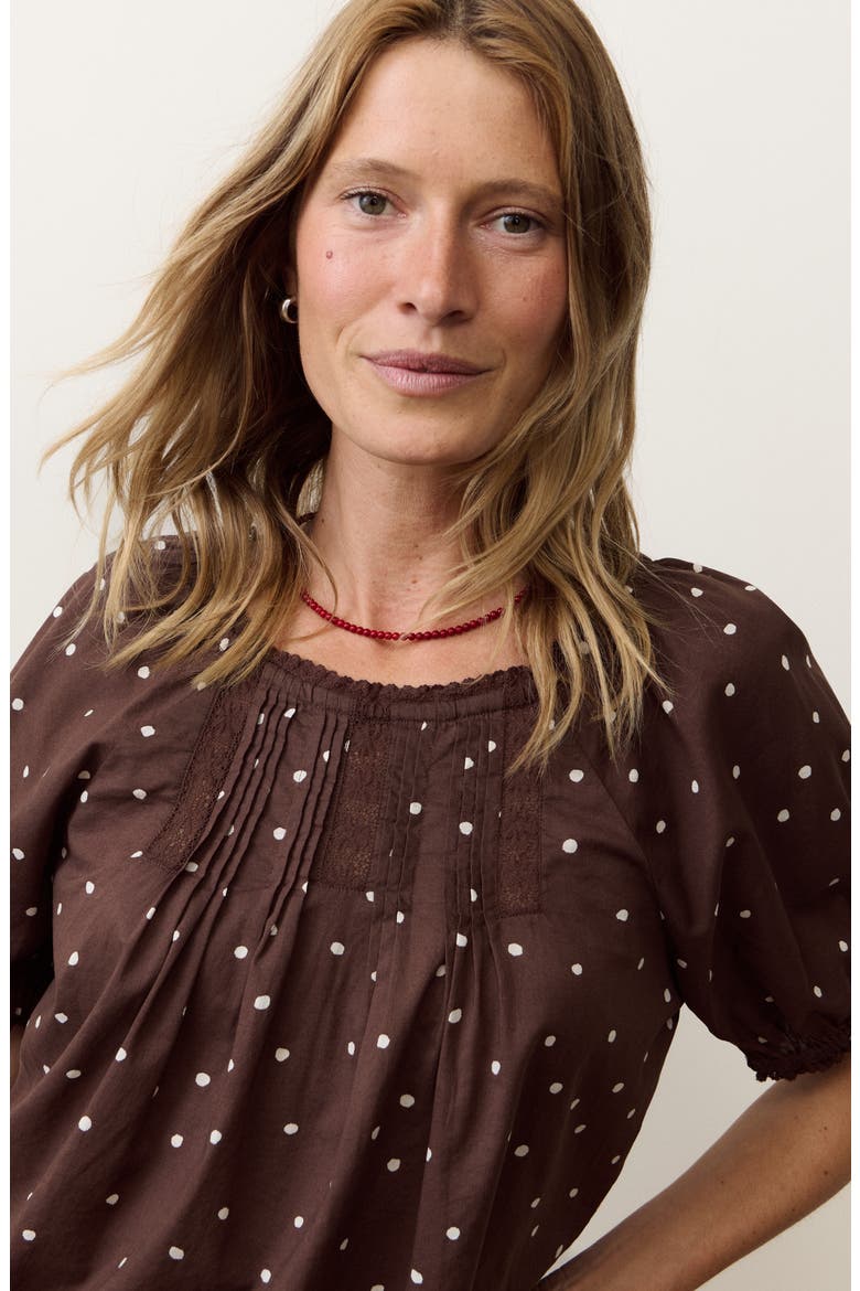 Celina Puff Sleeve Top, Alternate, color, CHOCOLATE POLKA DOT