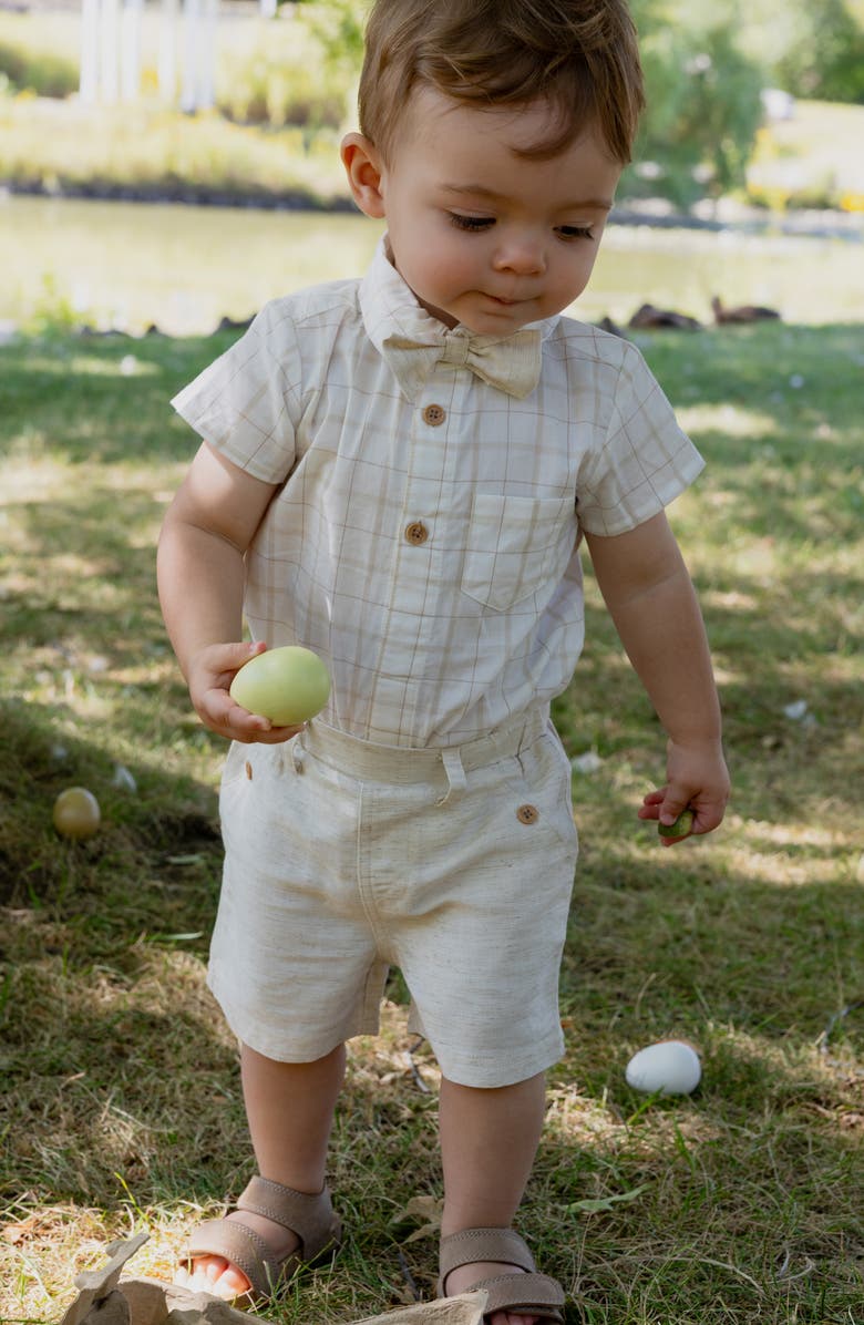 Petit Lem Bodysuit, Shorts & Bowtie Set, Alternate, color, Off White