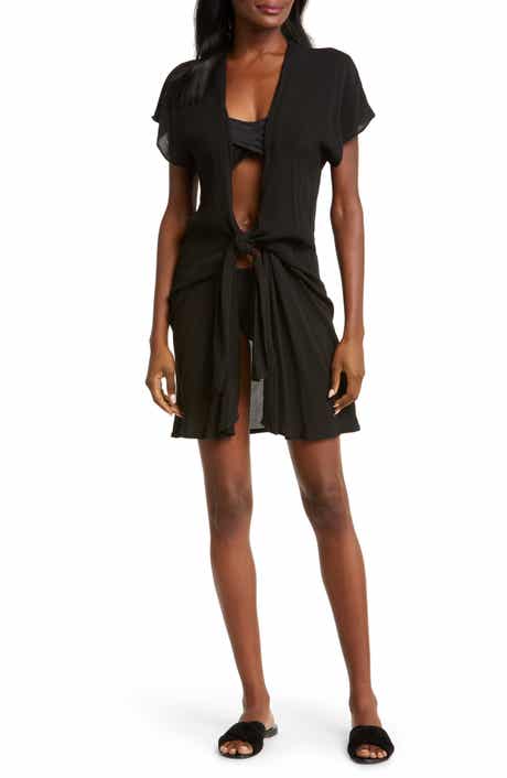Elan Tie Front Cover-Up Wrap Dress