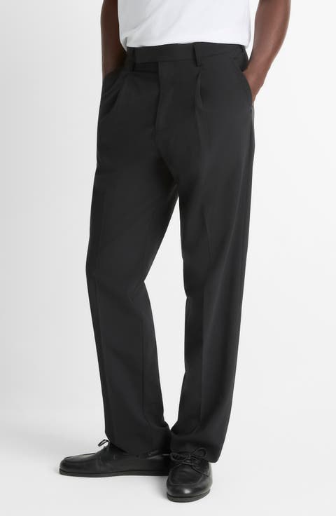Pleated Black Stretch Dress Pants