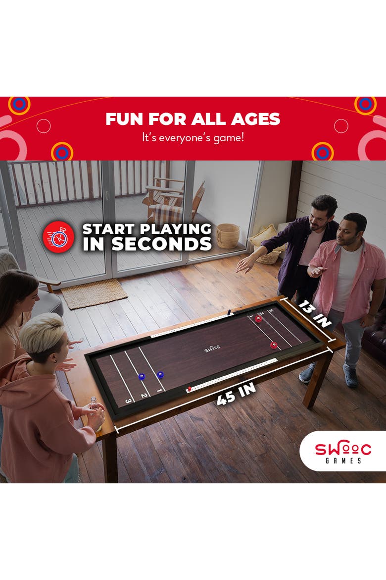 2-in-1 Premium Shuffleboard and Curling Game, Alternate, color, Brown