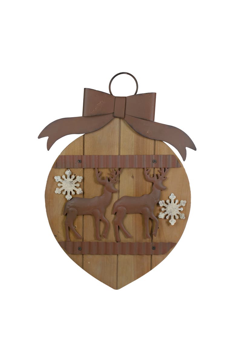 Northlight Rustic Reindeer Christmas Ornament Wall Sign - 17.5", Main, color, Beige