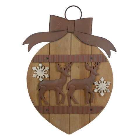 Rustic Reindeer Christmas Ornament Wall Sign - 17.5"