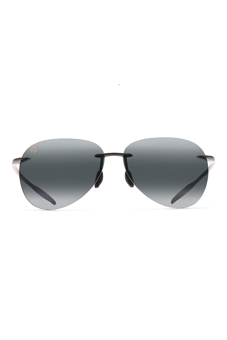 Sugar Beach 62mm Polarized Round Sunglasses, Main, color, GLOSS BLACK/ NEUTRAL GREY