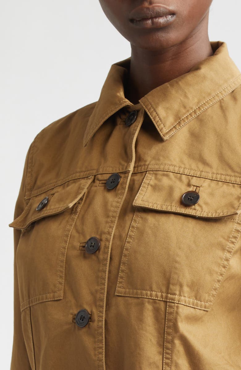 Saint Laurent Crop Cotton Serge Jacket, Alternate, color, Chatain