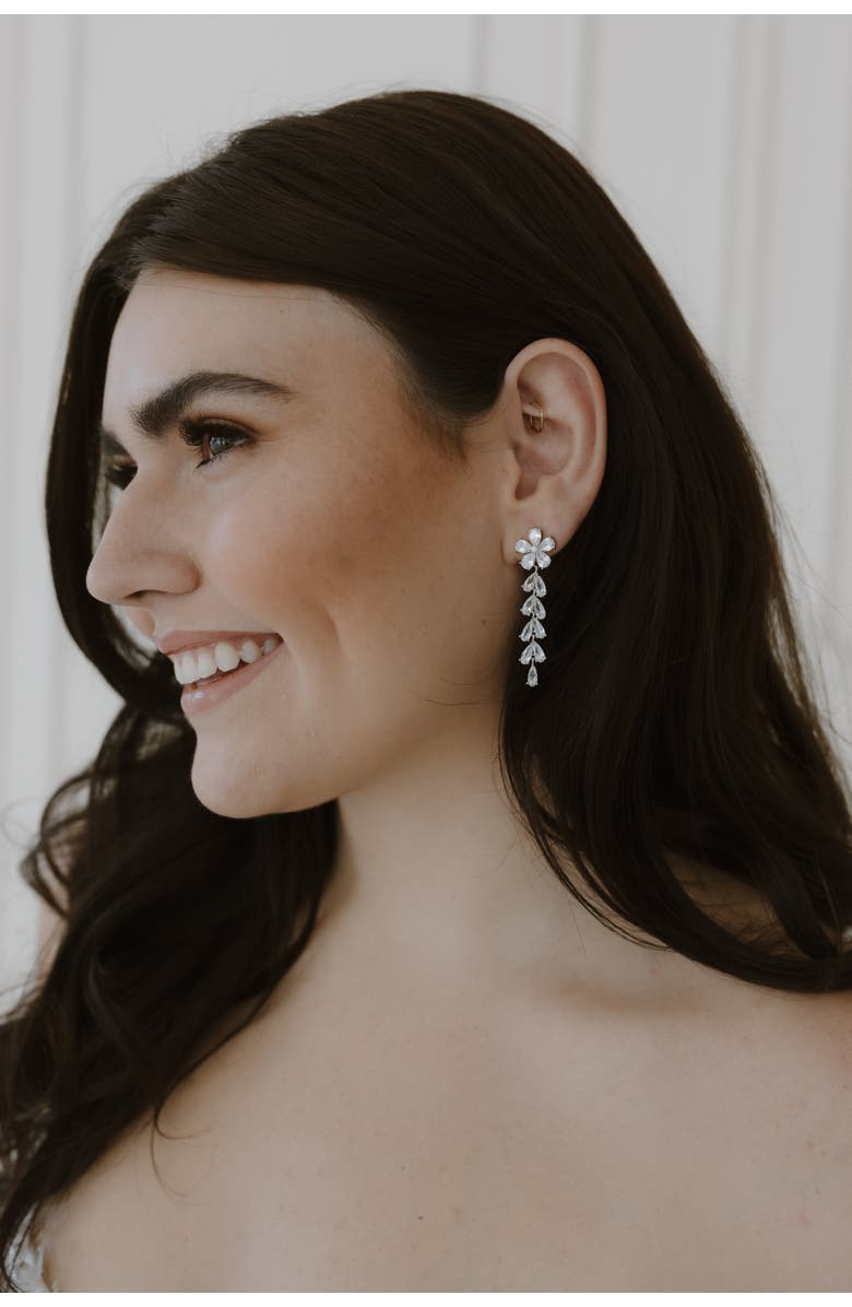 Untamed Petals Devotion Crystal Drop Earrings, Alternate, color, Silver