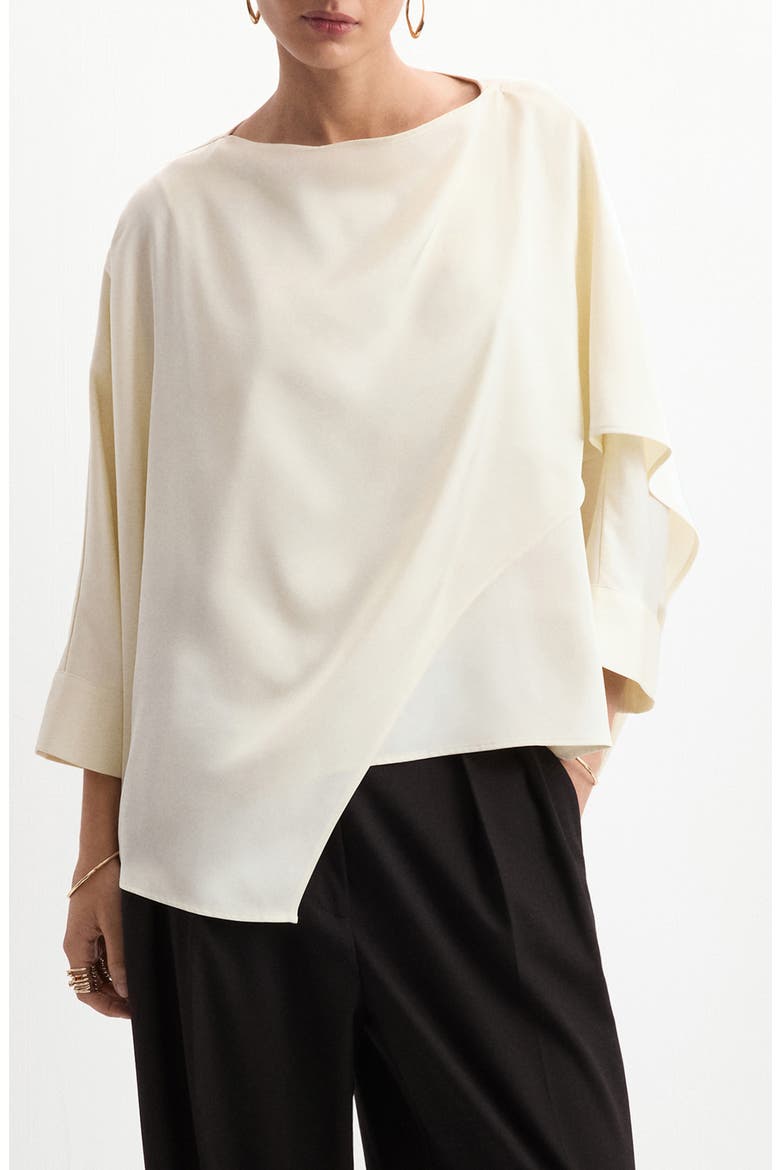 Asymmetric Satin Top, Main, color, ECRU