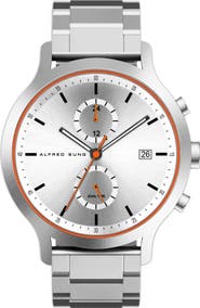 Alfred Sung Dual Time Bracelet Strap Watch, 42.5mm
