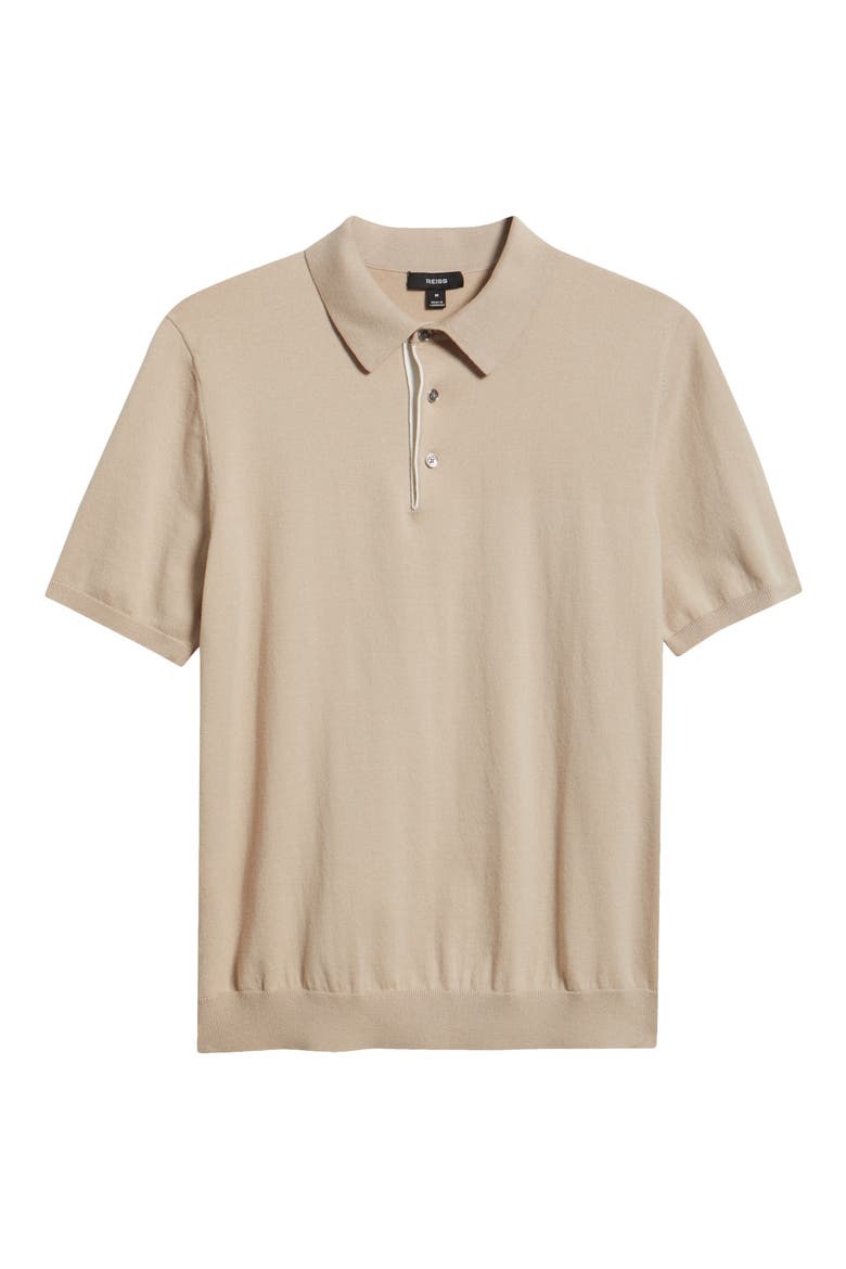 Finch Short Sleeve Linen & Cotton Polo Sweater, Alternate, color, OATMEAL